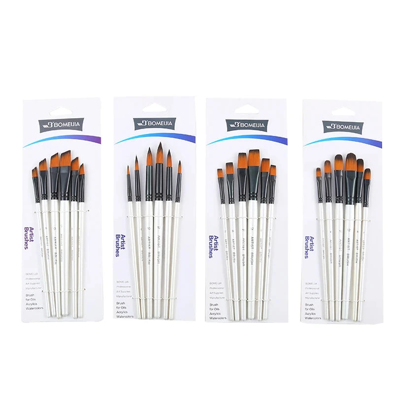 BOMEIJIA Paint Brushes Set Round Flat Angle Filbert Arylic Watercolor Oil Gouache Brush