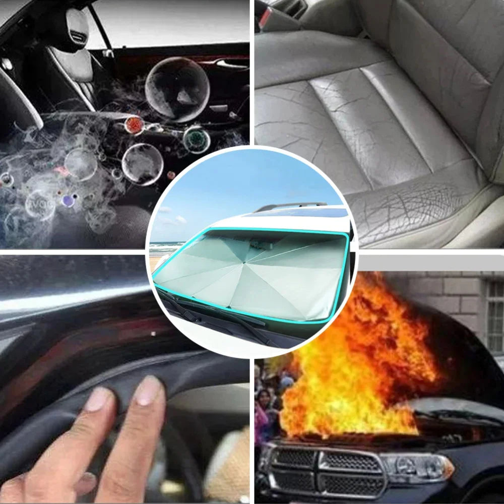Car Sunshade Umbrella Front Windshield Silver Glue Sunshade Umbrella Uv Resistant Folding Car Umbrella Car Sunscreen Accessories