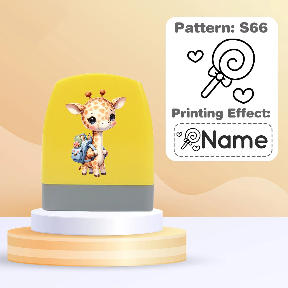 Cartoon Giraffe Customized Name Stamps for Kids,Personalized Waterproof Stamp for Clothing Name Seal for Student&Child