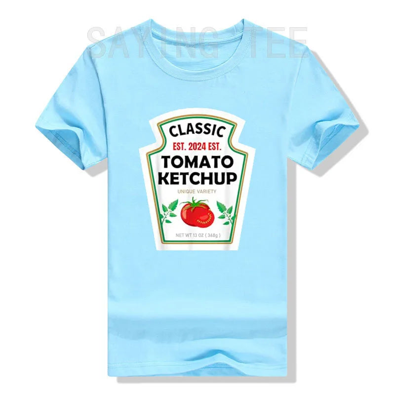 Red Ketchup Yellow Mustard DIY Costume Matching Couples Groups Halloween T-Shirt Gifts Lazy Easy Condiments Costumes Couple Tops