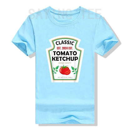 Red Ketchup Yellow Mustard DIY Costume Matching Couples Groups Halloween T-Shirt Gifts Lazy Easy Condiments Costumes Couple Tops
