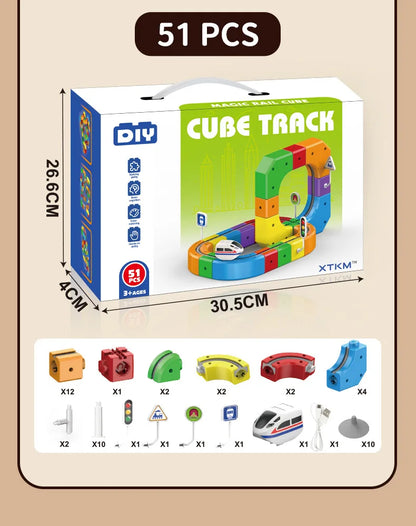 Electric Magnetic Track Set STEM Building Toy with Anti-Gravity Vehicles 100+ Pieces DIY Railway Model Creative Gift for Kids