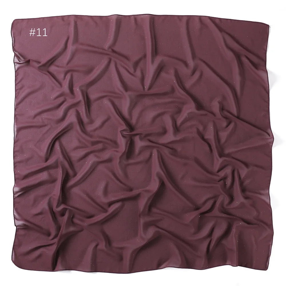 90*90cm Square Chiffon Hijab Scarf Women Solid Color Muslim Soft Head Scarf Islamic Shawls and Wraps Headband Musulman Scarves