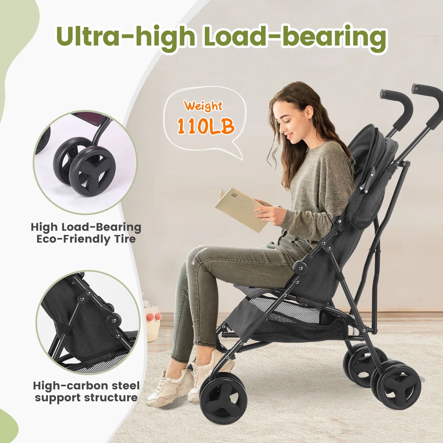 Wedyvko Baby Stroller Travel Stroller Lightweight, Portable Design Folding Children's Baby Stroller