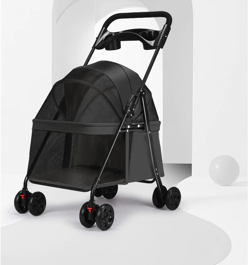 Foldable Lightweight Pet Stroller Dog Cat Small Dogs Puppy Travel Portable Mesh Ventilated Easy Fold Wheels Dog Stroller