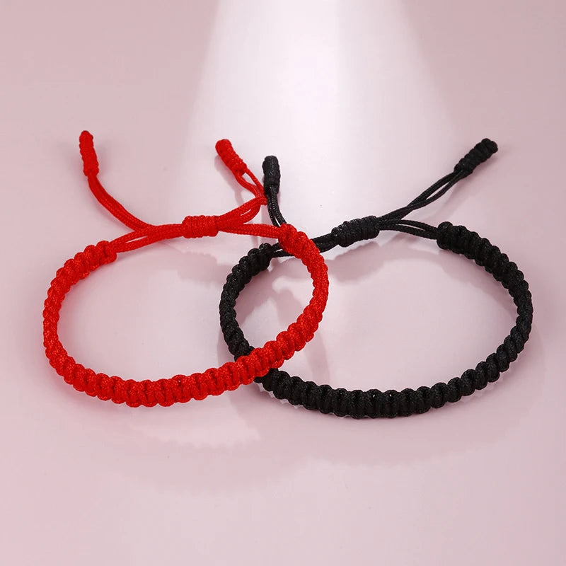 Handmade Braid String Bracelets Red Black Buddhist Tibetan Woven Rope Good Luck Amulet Bracelet for Women Girls Jewelry ﻿Gifts