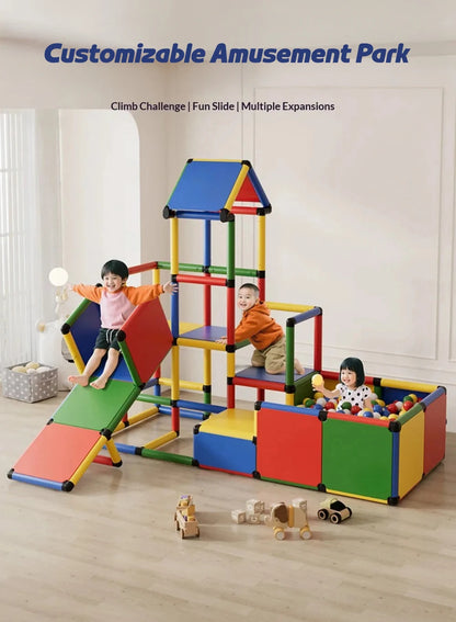 Kids Indoor Climbing Frame With Slide For Sensory Training And Intellectual Development Play Equipment