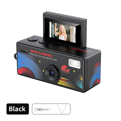 Ourlife Digital Camera 180° Flip Screen Selfile Keychain Camera Retro Support Memory Card HD Very Small Camcorder Video Recorder