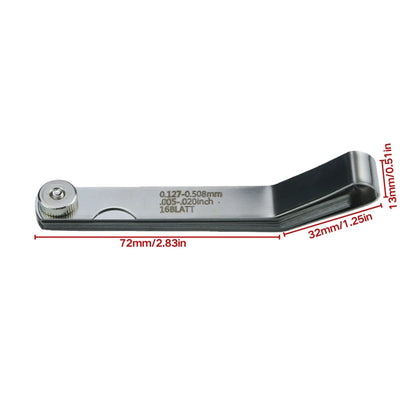 16 Blades Bent Feeler Gauge 0.127-0.508mm Stainless Steel Valve Clearance Adjustment Tool for Motorcycle Car