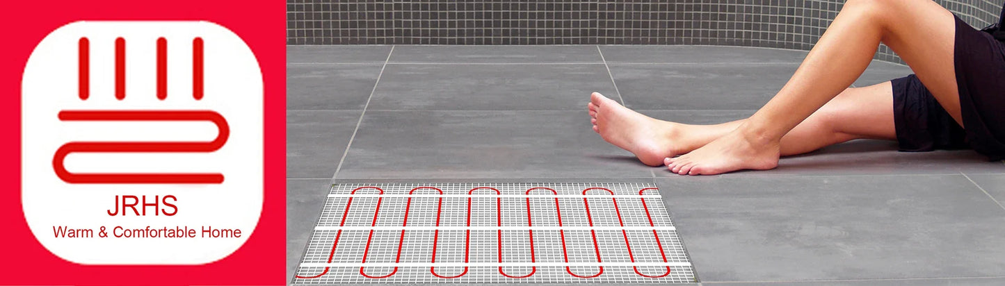 230V 150w/m2 Electric Underfloor Heating Mat Kit Pad System Parts For Bathroom Ceramic Stone Tile Wooden Floor Heated Warming