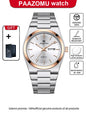 PAAZOMU Fashion Men's Quartz Watch Stainless Steel Waterproof Luminous Man Watch Chronograph Date Multifunction Watches For Men