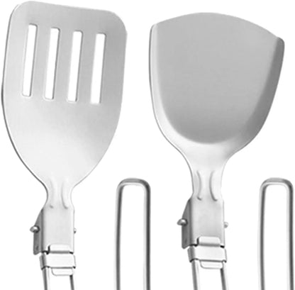 Folding Spatula Spoon Shovel Food Turner Portable 304 StainlessSteel Outdoor Camping BBQ Cooking Tableware Picnic Supplies ﻿
