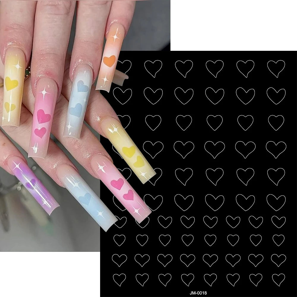24-Design Airbrush Stencil Nail Stickers 1Pcs Butterfly/Heart/French Line Nail Decal Adhesived DIY Nail Template Airbrush Slider