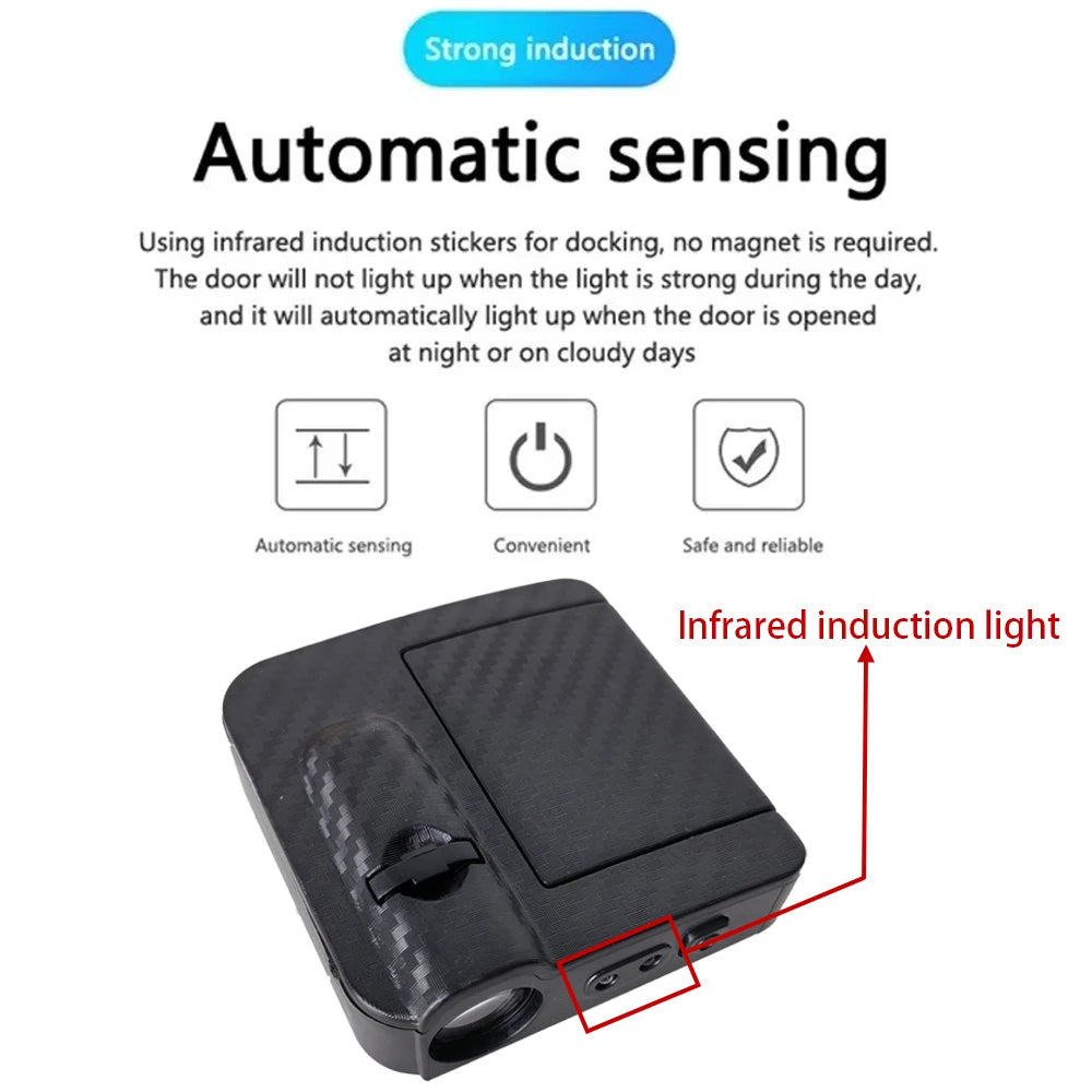 2Pcs Car Angel Wings Wireless Car Door Welcome Decorative Light Courtesy Shadow Projector Lamp LED HD Logo Light Car Accessories
