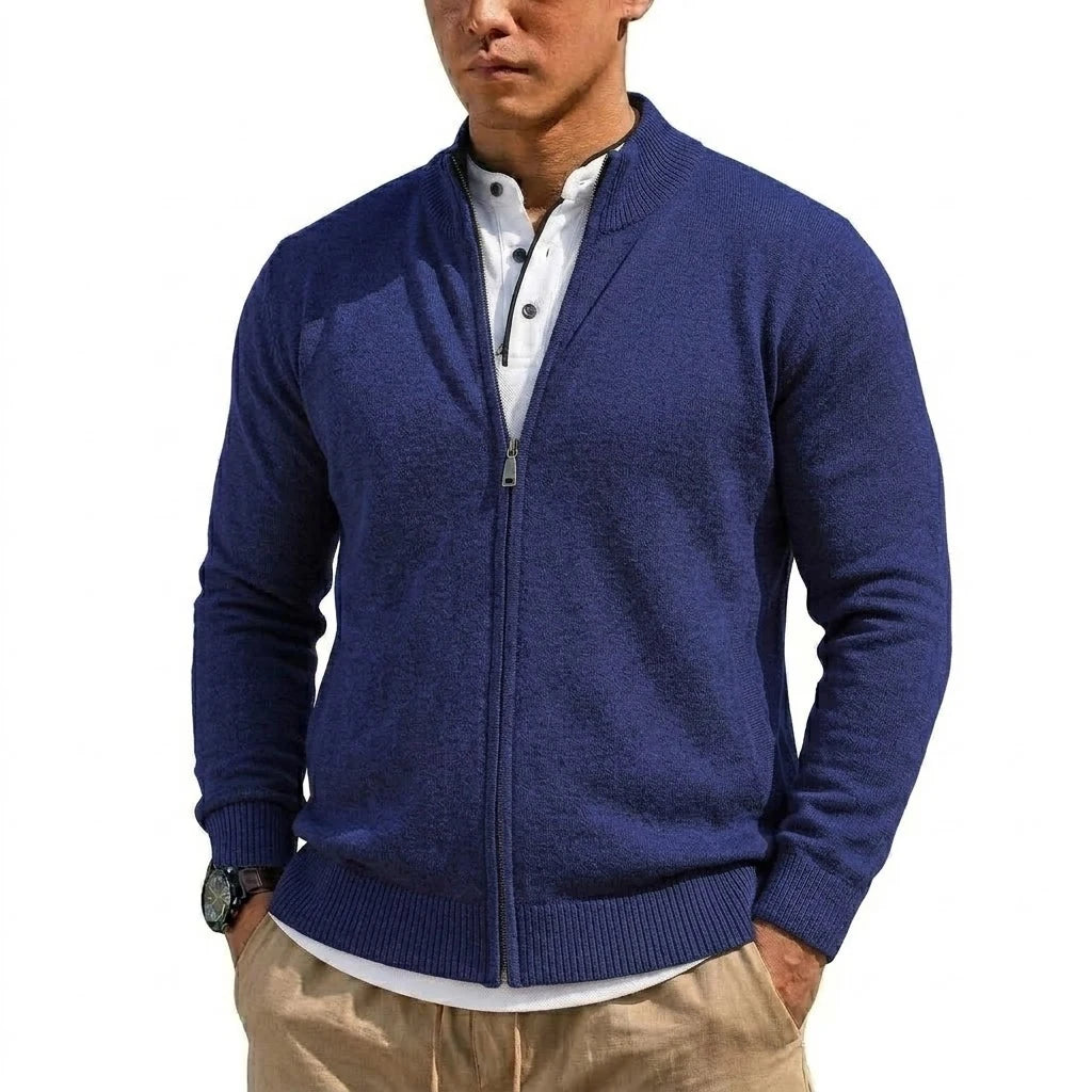 Men's Knit Zipper Sweater Coats Slim Cardigan Long Sleeve Jumper Men's Sweatshirt Autumn Zip Sweatcoats Knitted Sweater Man