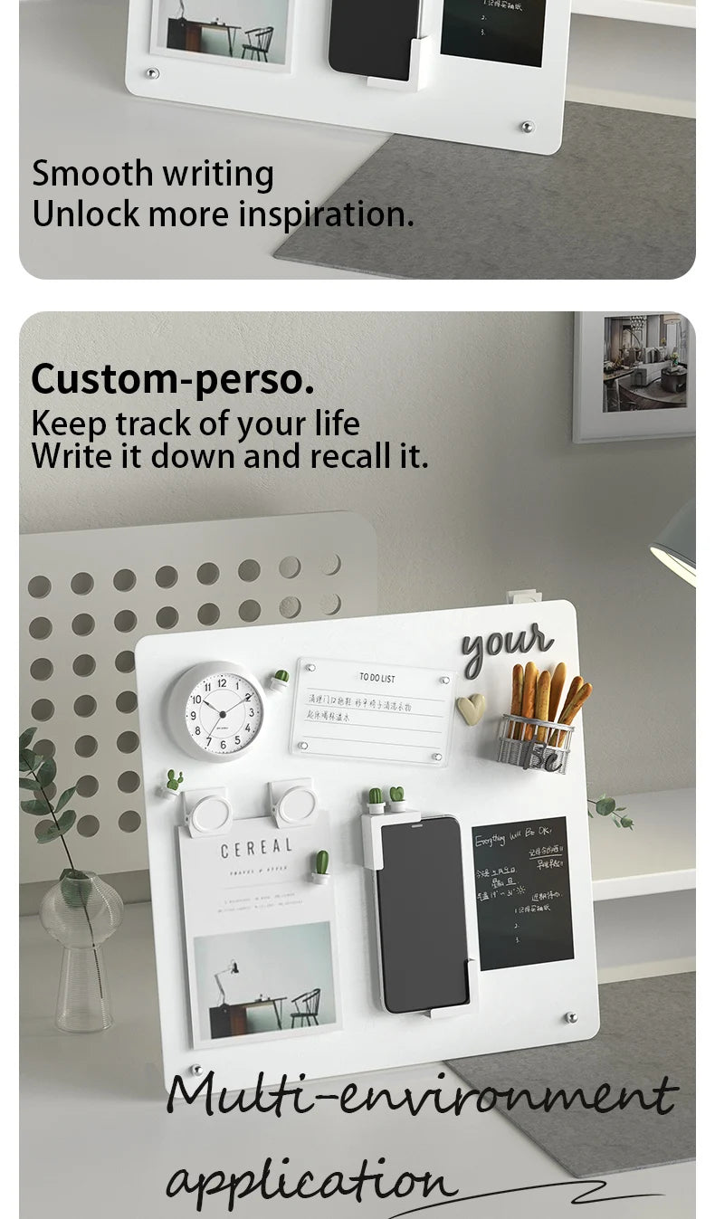 Magnetic Bulletin Board with Stand Magnetic Board for Tabletop with Magnetic Clamp Metal Board for Magnets Display