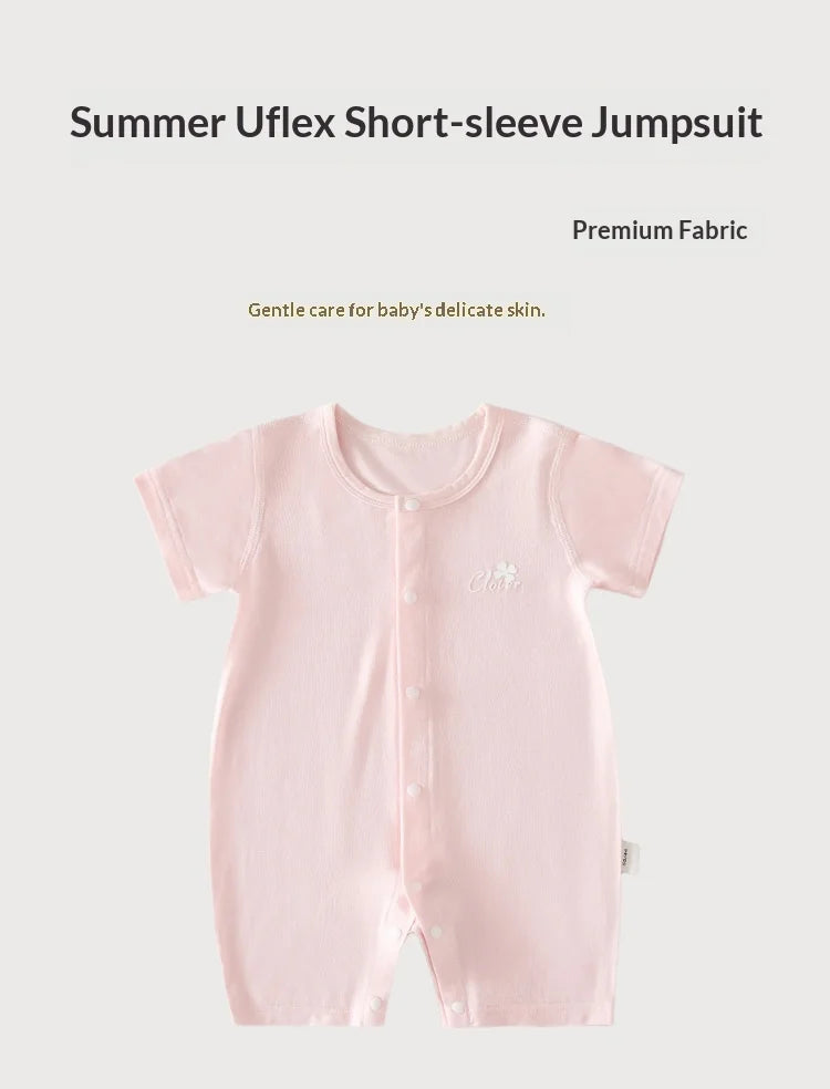 Baby Summer Short Sleeve Thin Air Conditioning Suit Breathable Cool Sensation Lightweight Jumpsuit for Crawling Infants