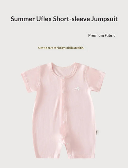 Baby Summer Short Sleeve Thin Air Conditioning Suit Breathable Cool Sensation Lightweight Jumpsuit for Crawling Infants