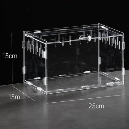 New Acrylic Reptile Habitat Anti-Escape Clear Spider Feeding Case Multiple Size Arboreal Small Pet Cage for Chameleon Clear