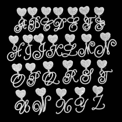 Hip Hop Bling Crystal Cursive Letter Initial Pendant Necklace Women Iced Out Cuban Choker Square Tennis Chain Necklace Jewelry