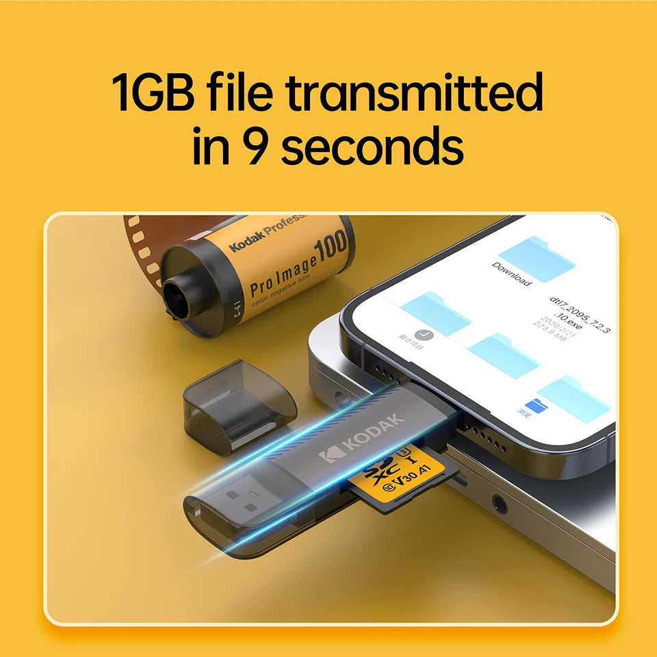 Kodak 4 in 1 Card Reader USB3.0 & Type C Universal Card Adapter Multifunctional adapter for SD Card & Micro sd Card
