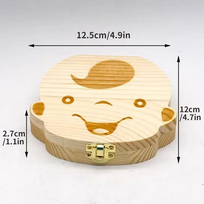 Wooden Baby Teeth Storage Box Kids Tooth Wood Box Organizer Deciduous Teeth Collecting Teeth Umbilical Cord Box Baby Keepsakes