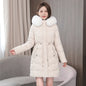 Hooded Women Parkas Coats Mid LenthJackets  Oversize Solid Fur Collar Zipper Drawstring Waist Loose Casual 2025 Autumn Winter