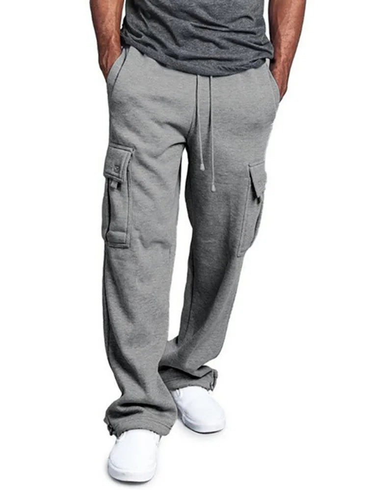 Men's  Cargo Pants Loose Drawstring Sweatpants with Pockets Sports Straight Trousers Jogging Long Pants Hip Hop Streetwear