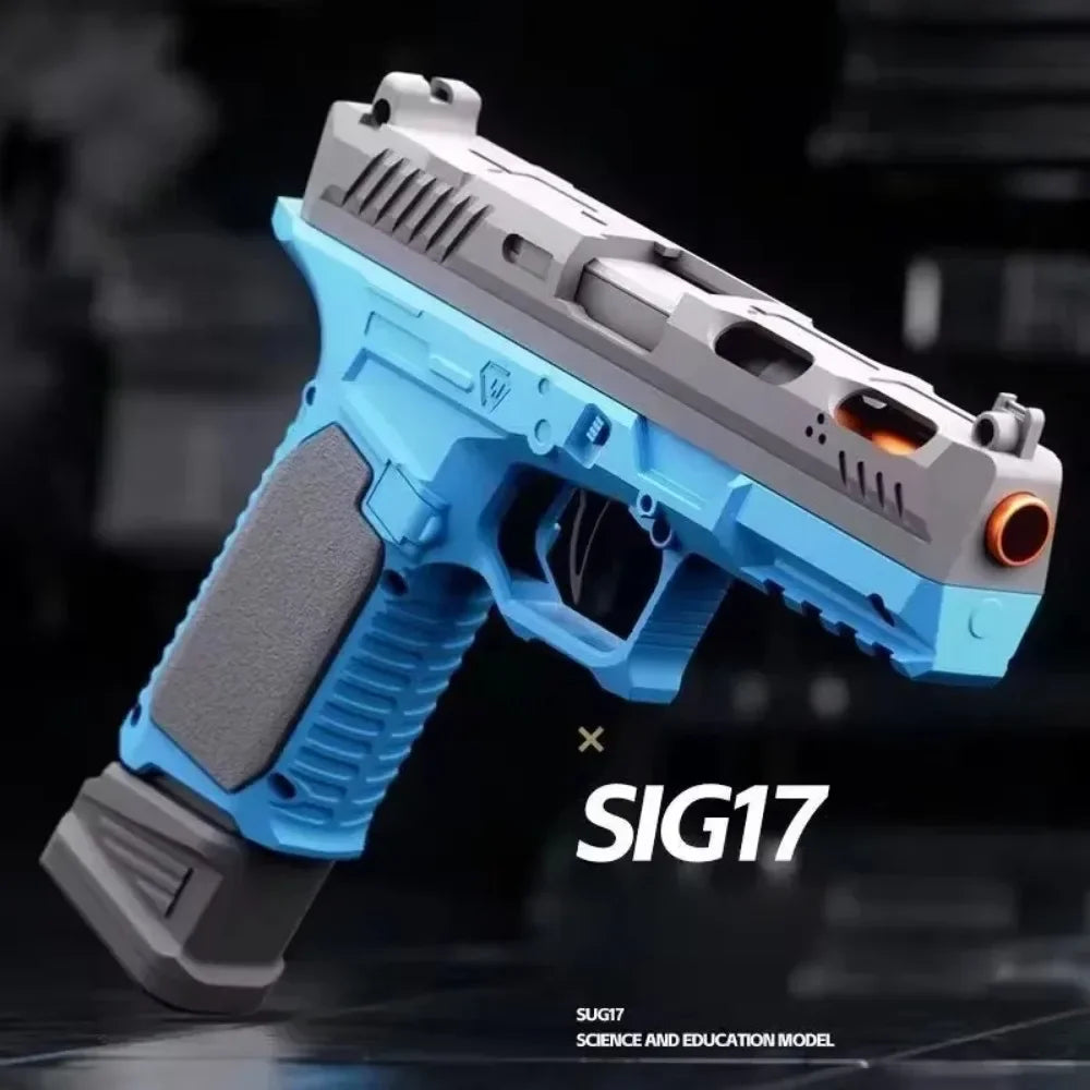 Mechanical G17 Soft Bullet Toy Gun Shell Throwing Continuous Firing Launcher Model Outdoor Sports Shooting Games for Children