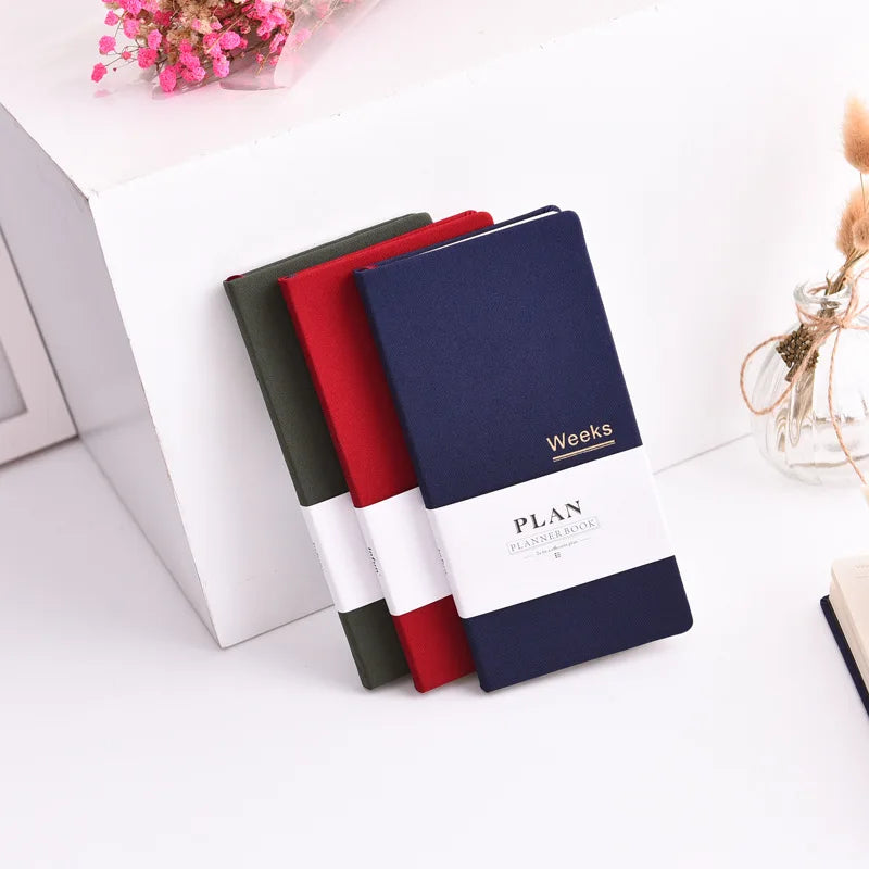 Undated Weekly Fabric A6 Journal - Portable Pocket-Sized Planner for Notes, Goals & Daily Flow Linen Weeks Planning System