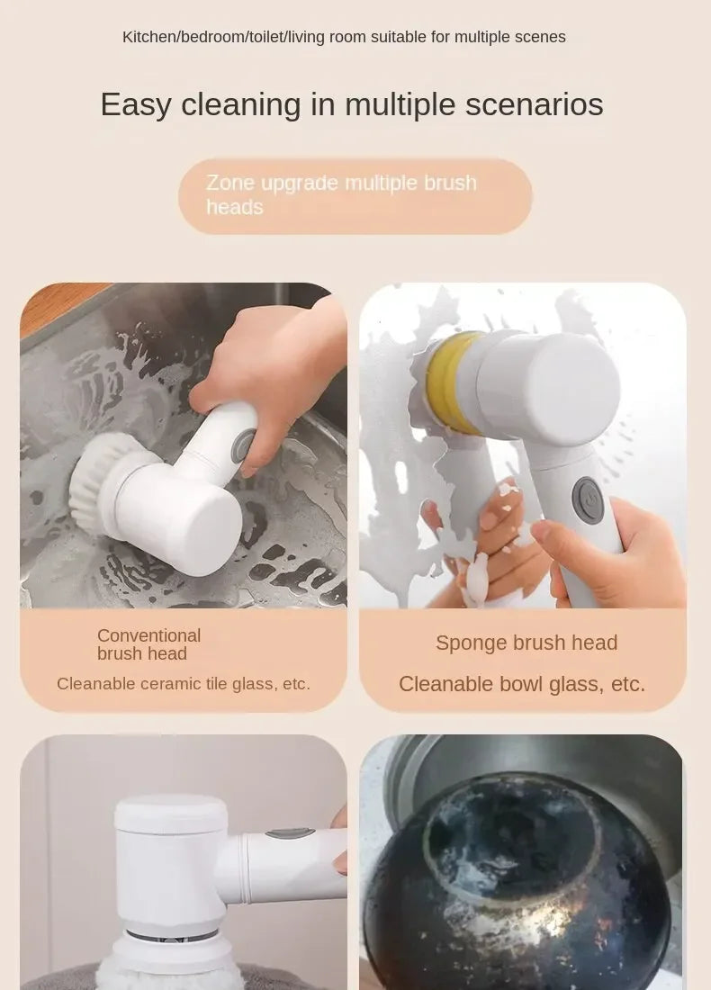Wireless Electric Spin Scrubber Power Cleaning Brush For Kitchen Bathroom Car Tiles Multi Function Portable Scrub Tool