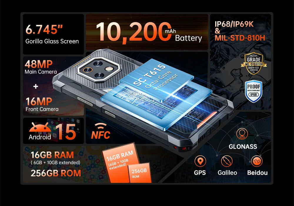 [Shipping From Poland] Cubot KingKong ES 3 Rugged Smartphone 16GB(6+10)+256GB Android 15 10200mAh 6.745'' 4G Mobile Phone NFC