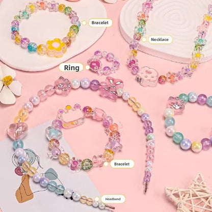24 Grid DIY Handmade Beaded Kit Toy Creative Colorful Beads Bracelet Making Kit Kawaii Candy Color Beads Toys for Children Girl