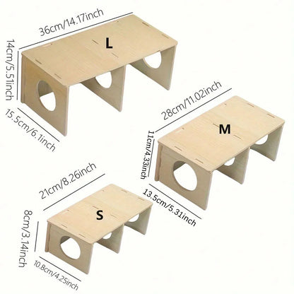1pc Solid Wood Hideaway House, For Hamster Squirrel, Small Pet Aquascape Toys,  Small Animal Cage Accessories