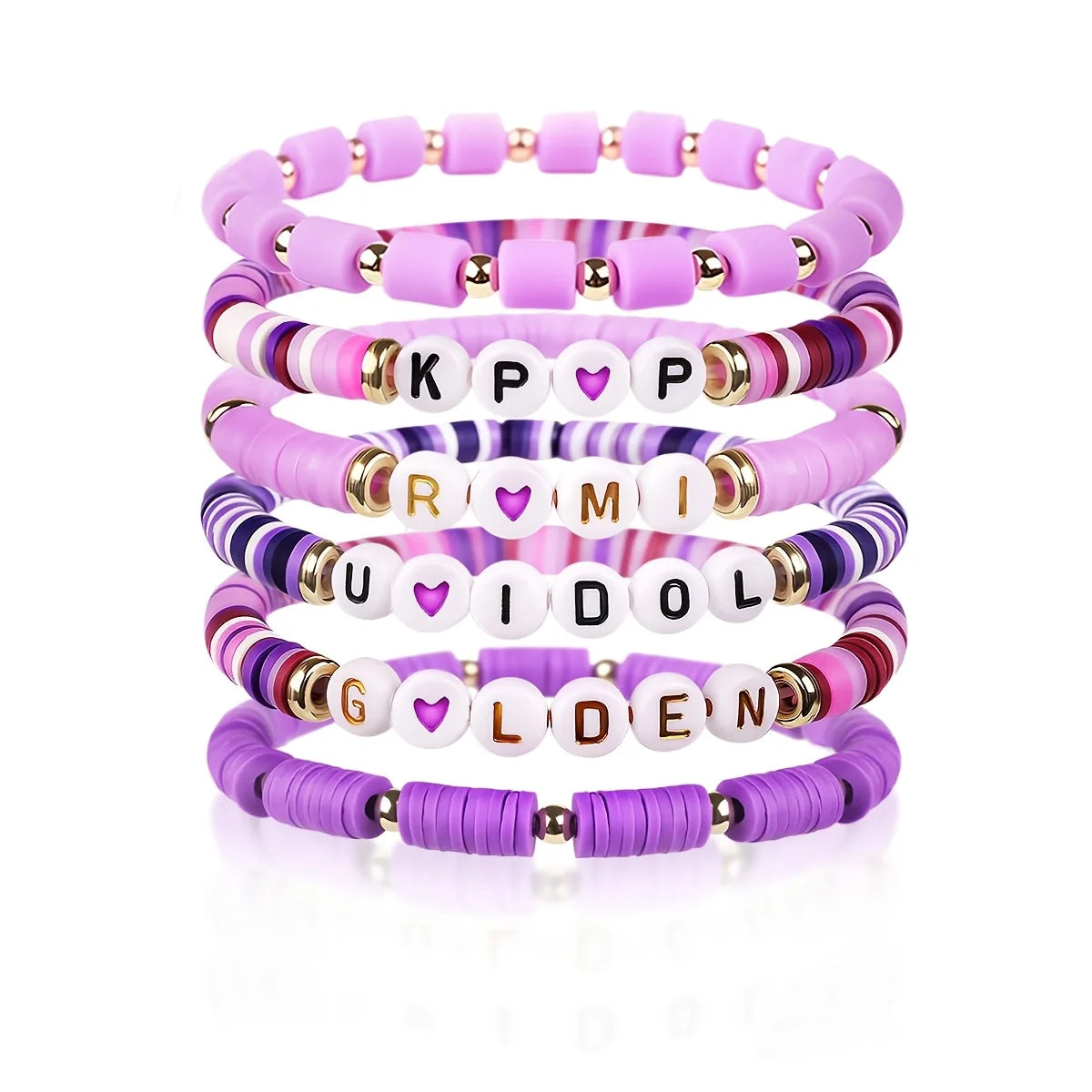 6pcs Korean Pop K-Pop Bracelet Set Multicolor Kpop Group Lettering Jewelry Durable Fan Accessory Concert Cosplay Birthday Gift