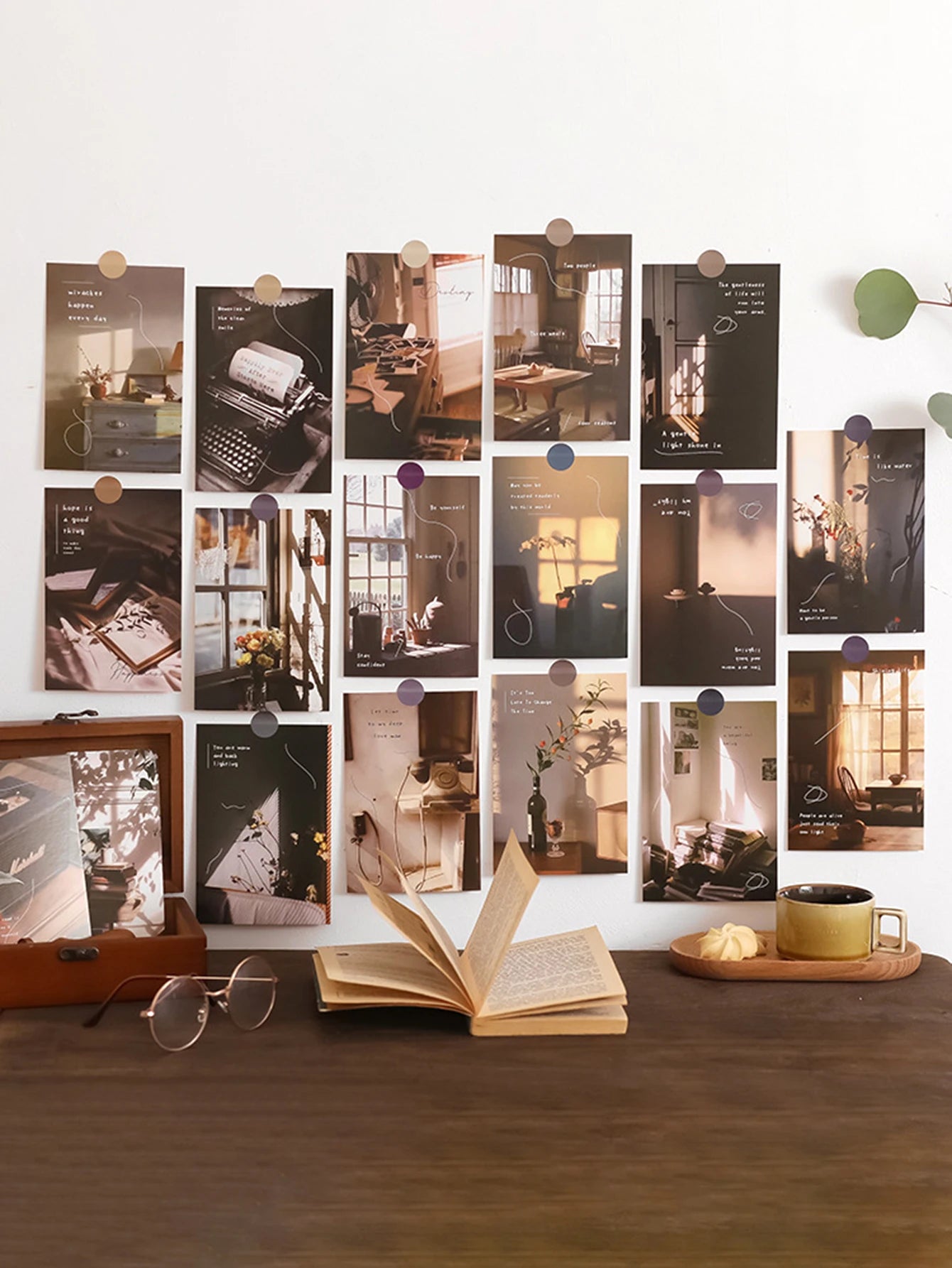 30pcs/pack Lifestyle-Themed Decorative Cards, Various Patterns, for Home Walls and Photo Frames (Includes Stickers)