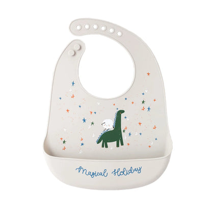 Waterproof Baby Bibs For Kids Eating Stuff Soft Silicone Cartoon Crocodile Printed Baby Apron Bib Reusable Baby Feeding Apron