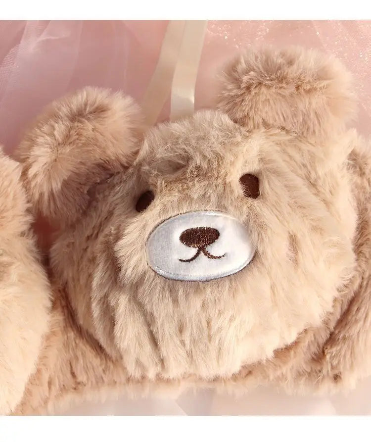 Soft and Cute Bear Japanese-style Lingerie for Women, Autumn and Winter Cartoon Plush Comfortable and Adorable Girl Bra