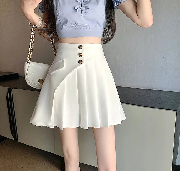Black Pleat Skirts for Woman White High Waist Pleated Mini Clothes Short Kawaii Cute Women's Skirt Aesthetic Cheap Summer 2025 V