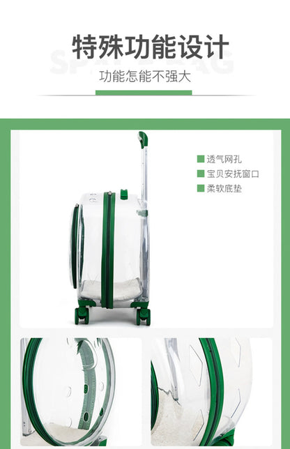 pet trolley case portable dog going out transparent trolley bag large capacity two cats