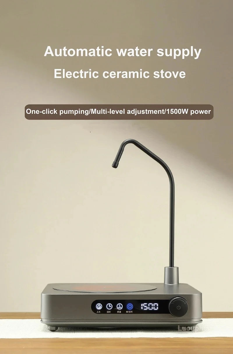 1500W Electric Ceramic Stove Timing Tea Maker Automatic Water Supply Induction Cook Water Pumping Kung Fu Tea Stove Water Boiler