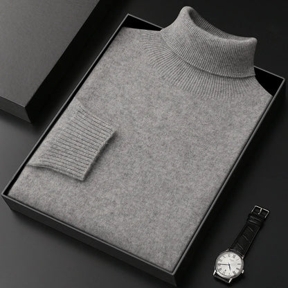 Men's Turtleneck 100% Cashmere Sweater Autumn Winter Basic Long Sleeve Pullover Cashmere Knitwear Soft Warm Comfy Clothing