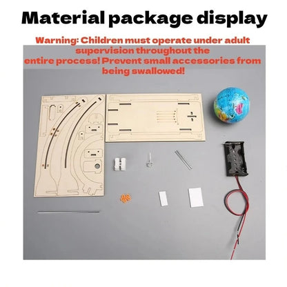DIY STEM Earth Model Day Night Cycle Educational Globe Toy Wooden Handmade Toy Science Kit for Kids Classroom Physics Learning