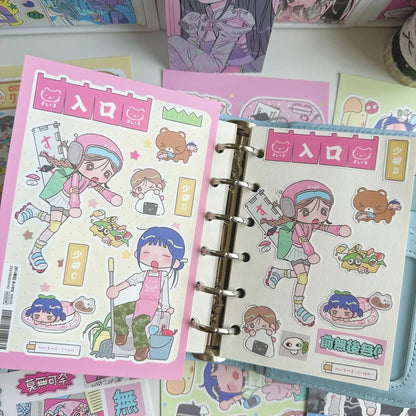 Cute Sweet Cool Japanese Shibuya Girl Sticker Korean Kawaii Cartoon Y2k Stickers Hand Account Diary Scrapbook Decorative Sticker