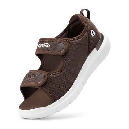 FitVille Men'S Sandals Summer Flat Shoes Widened Elderly Casual Shoe Breathable Lightweight For Plantar Fasciitis Pain Relief