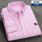Casual cotton men's shirt slim fit horse logo bottom inch shirt Oxford spinning long sleeved striped shirt