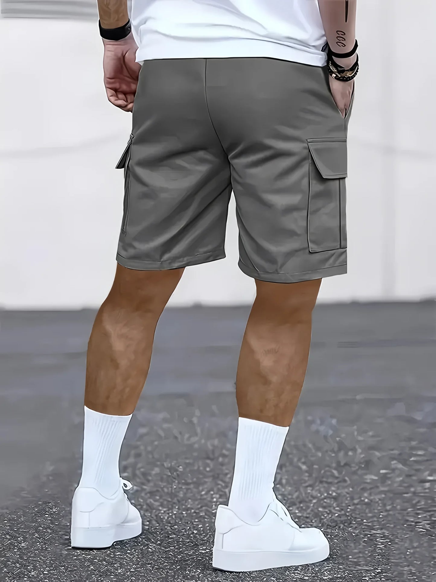 Men's work shorts; summer comfort; multi-pocket; outdoor leisure sport beach pants; elastic waistband