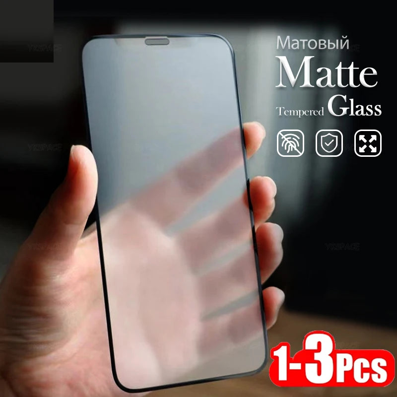 1-3Pcs Anti Fingerprint Frosted Matte Screen Protector for iPhone X XS 11 12 13 Mini 14 15 16 17 Air Pro Max Plus Tempered Glass