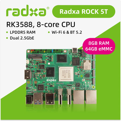 Radxa ROCK 5T RK3588 8-core CPU, 8K HDMI, LPDDR5 RAM,  and WiFi 6