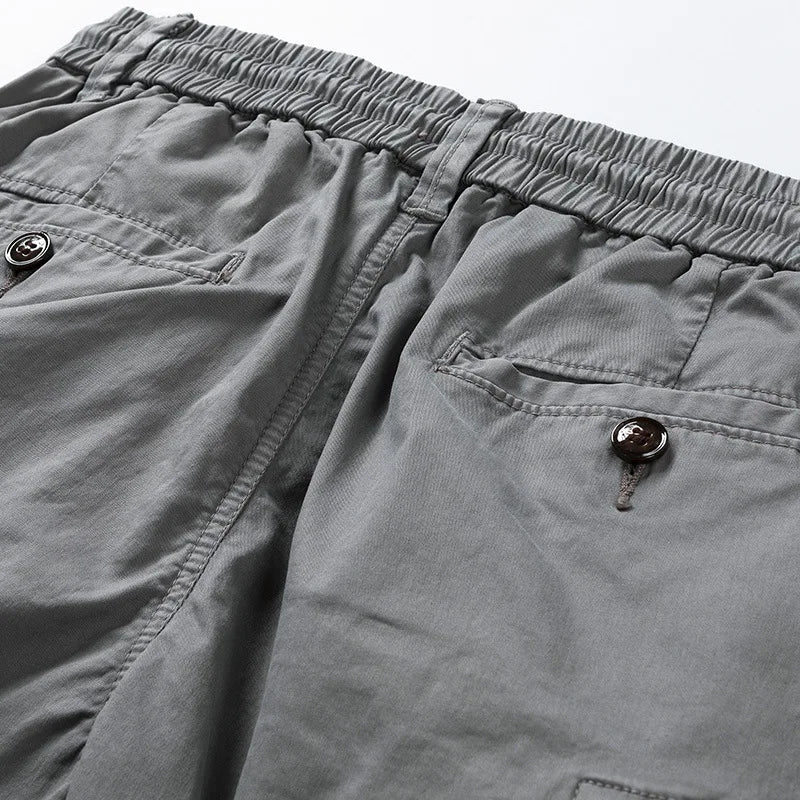 New Summer Men Cotton Multi pockets Cargo Shorts Jogger Loose Pants Man Casual Tooling Shorts Quality Male Shorts Pants NO Belts